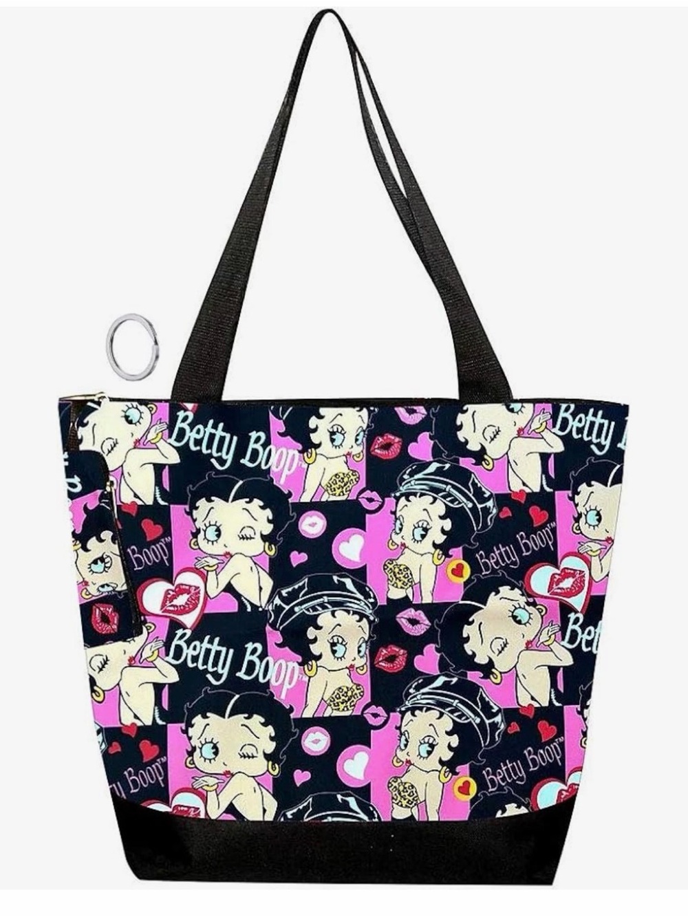 Betty Boop Black Pink Character Patchwork Tote